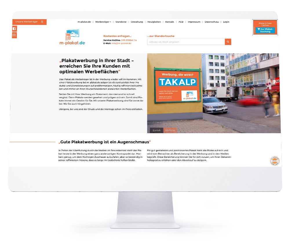 Webdesign Referenzen für Webseiten und Online-Shops - m-plakat