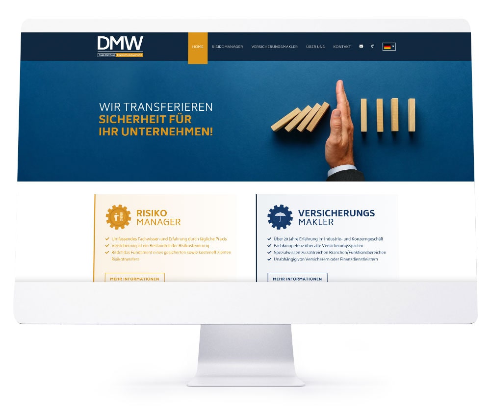 Webdesign Referenzen für Webseiten und Online-Shops - DMW Assekuranz und Risikomanagement GmbH