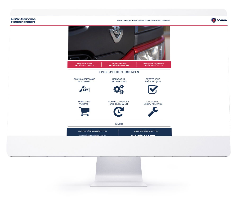 Webdesign Referenzen für Webseiten und Online-Shops - LKW-Service Reischenhart