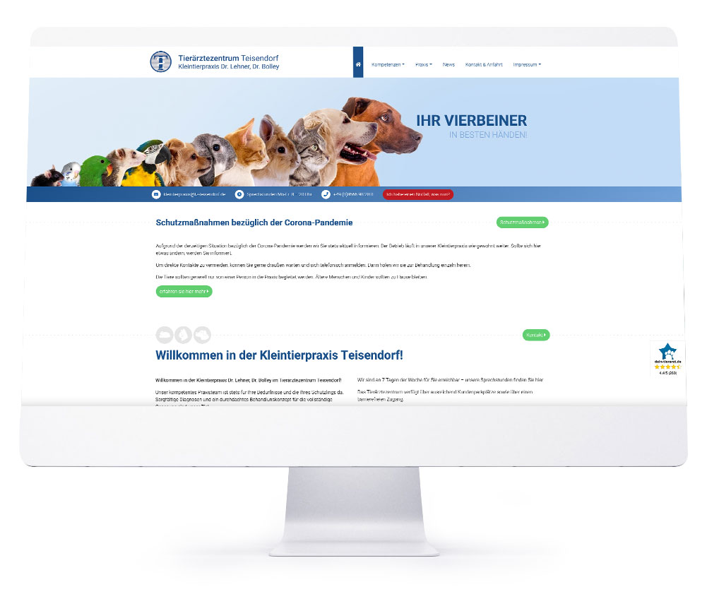 Webdesign Referenzen für Webseiten und Online-Shops - Tierärztezentrum Teisendorf