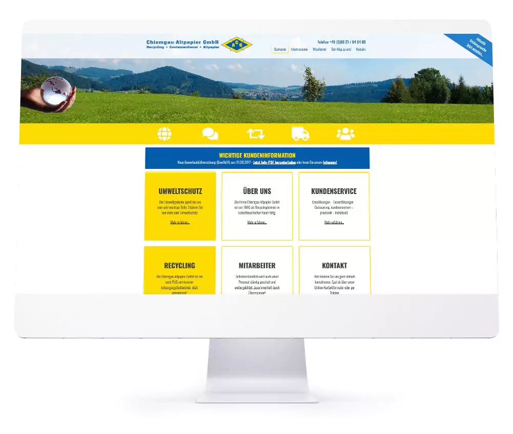 Webdesign Referenzen für Webseiten und Online-Shops - Chiemgau Altpapier GmbH