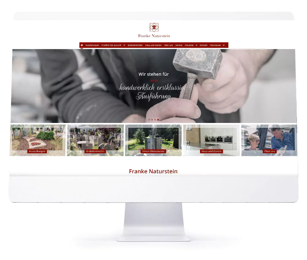 Webdesign Referenzen für Webseiten und Online-Shops - Franke Naturstein GmbH