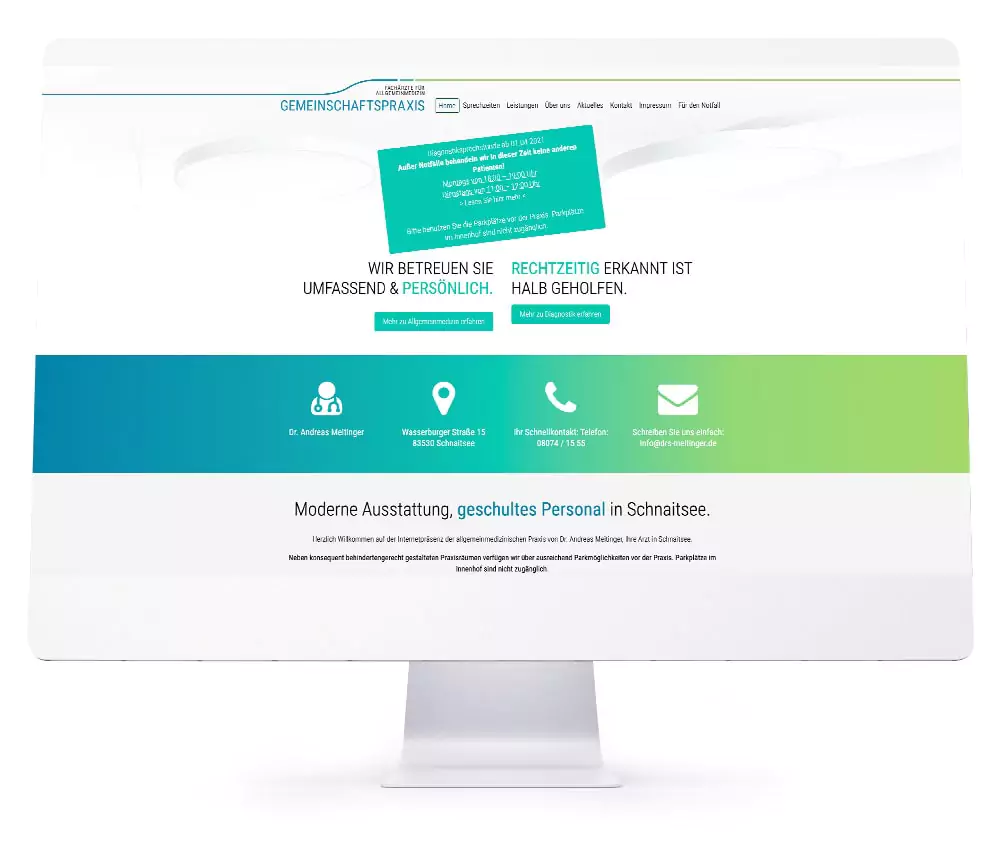 Webdesign Referenzen für Webseiten und Online-Shops - Gemeinschaftspraxis Drs. Meitinger