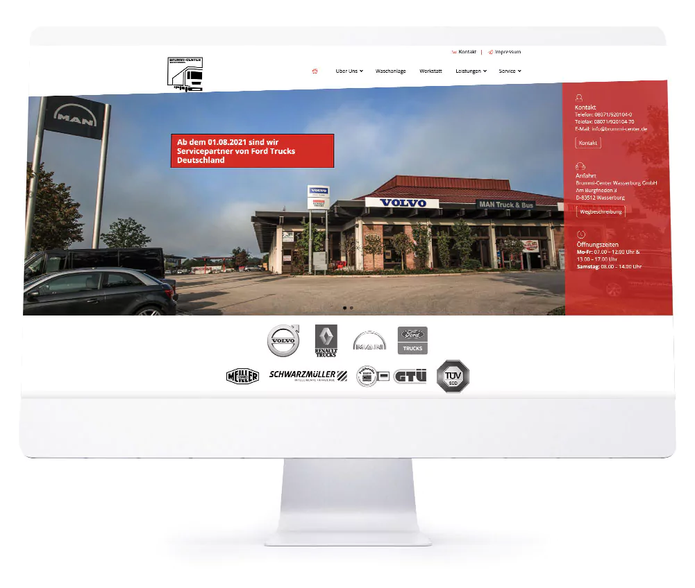 Webdesign Referenzen für Webseiten und Online-Shops - Brummi Center Wasserburg