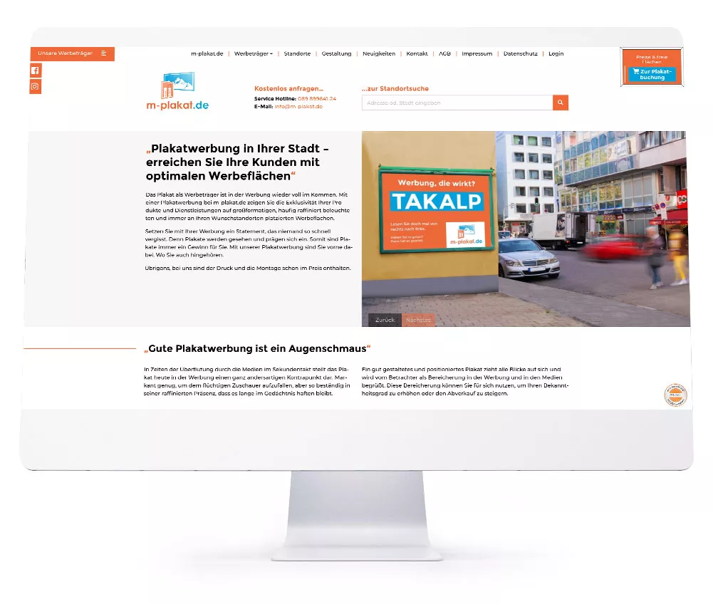 Webdesign Referenzen für Webseiten und Online-Shops - m-plakat