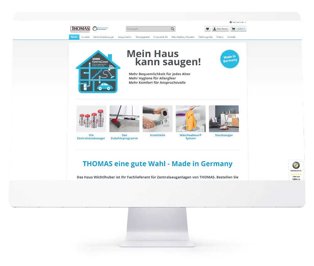 Onlineshop Referenzen - THOMAS Zentralstaubsauger