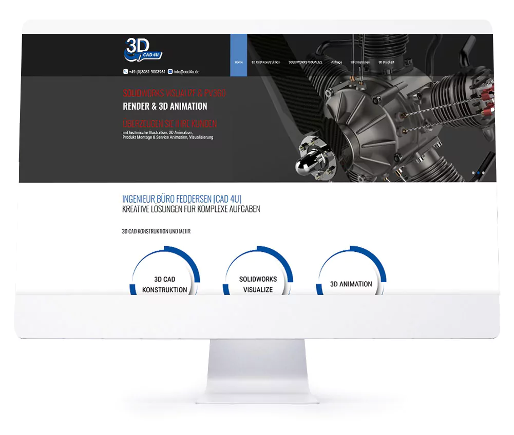 Webdesign Referenzen für Webseiten und Online-Shops - 3D CAD 4U
