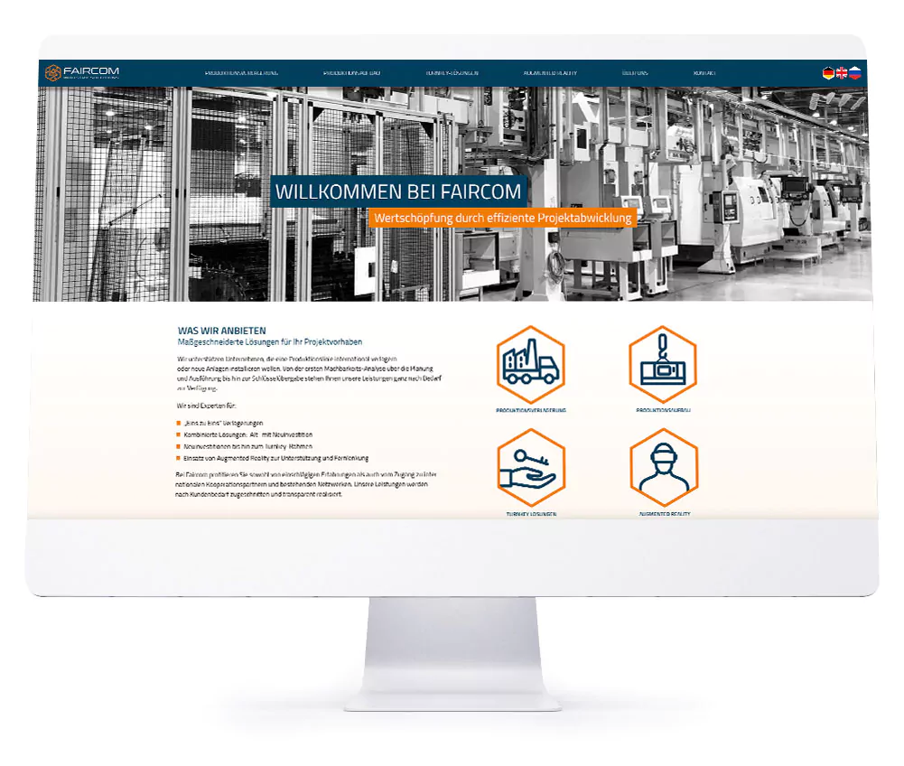 Webdesign Referenzen für Webseiten und Online-Shops - Faircom Industry Solutions GmbH