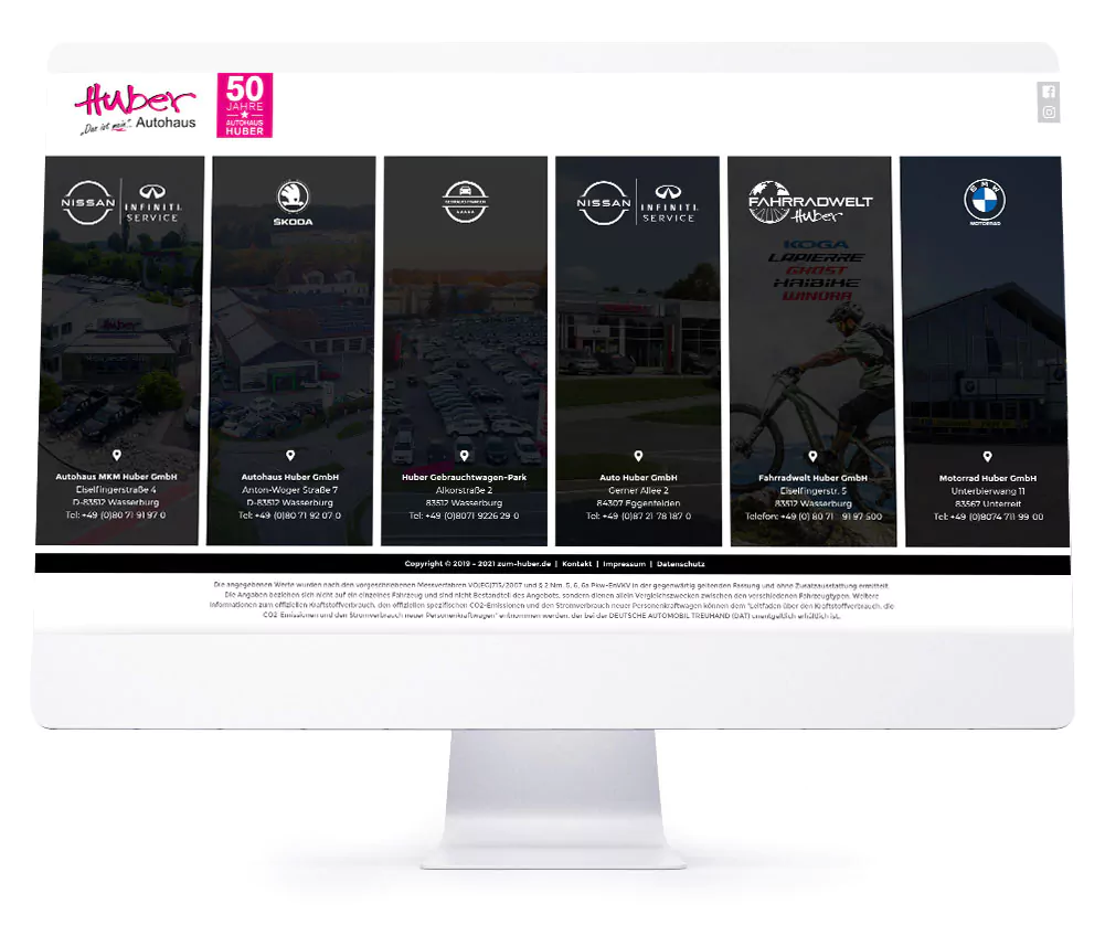 Webdesign Referenzen für Webseiten und Online-Shops - Huber Autohaus Wasserburg
