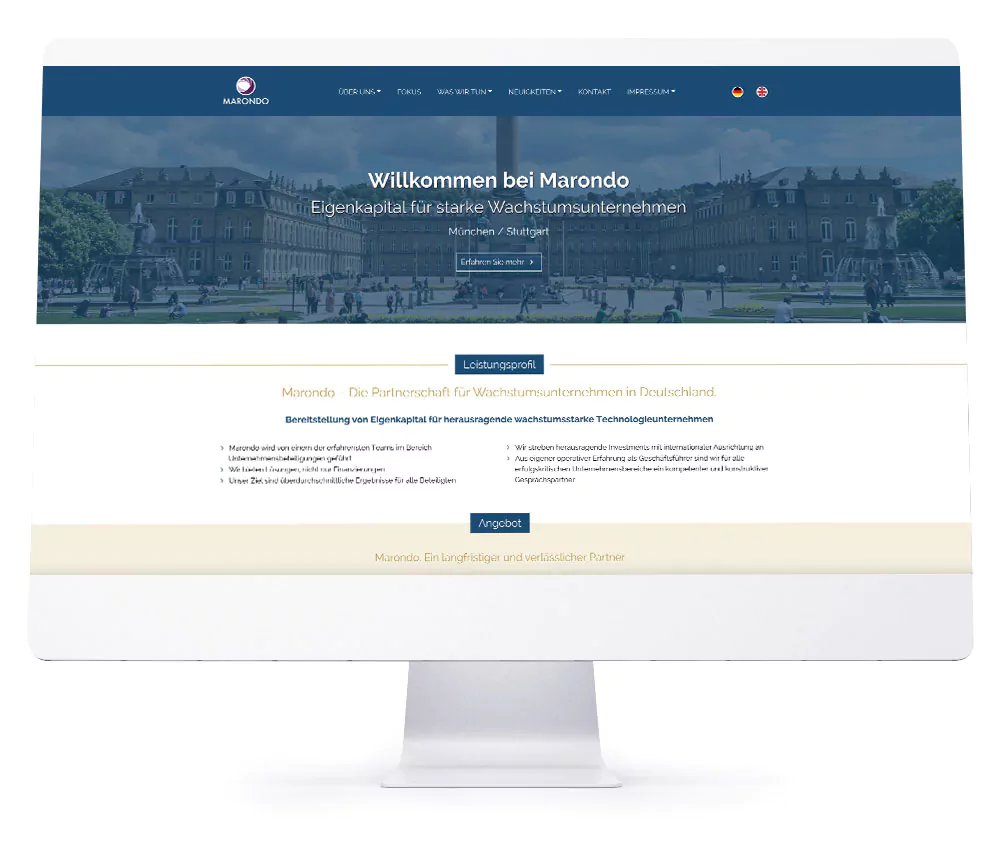Webdesign Referenzen für Webseiten und Online-Shops - Marondo Capital GmbH
