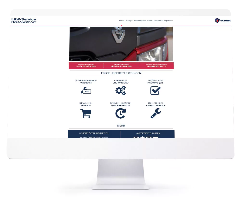 Webdesign Referenzen für Webseiten und Online-Shops - LKW-Service Reischenhart